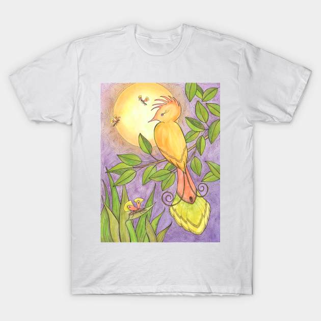 Jewel Tail Bird T-Shirt by crookedlittlestudio